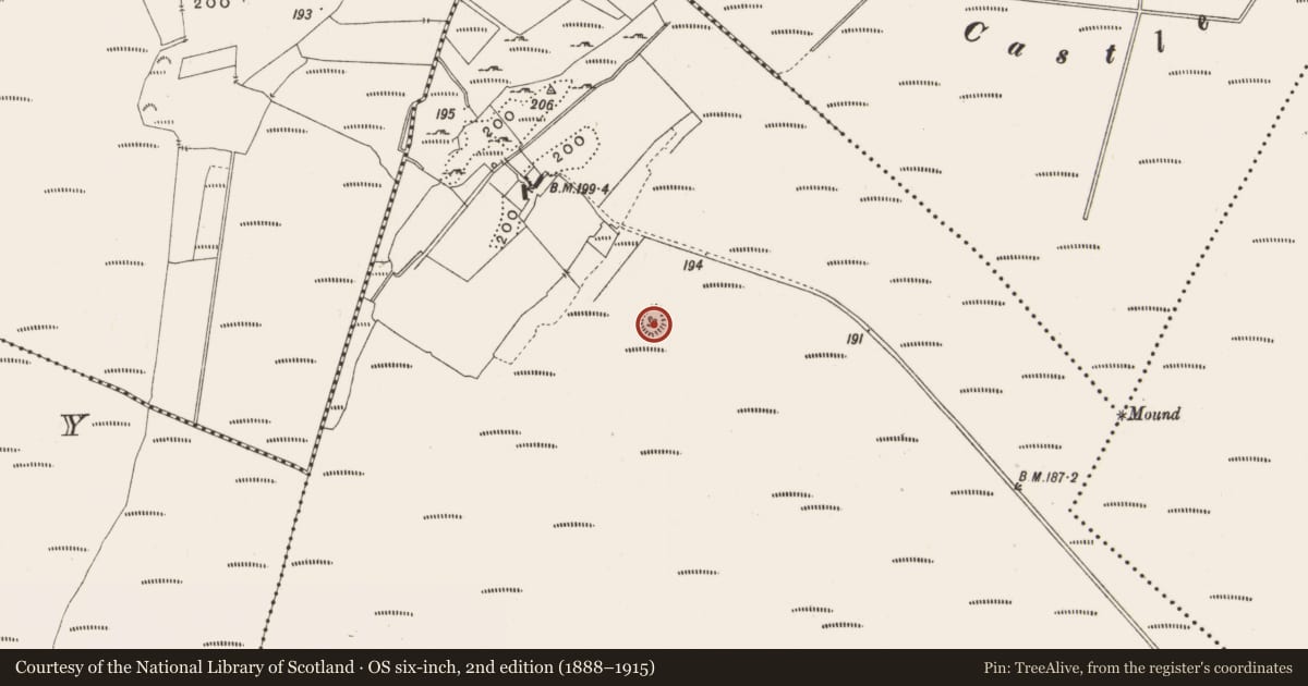 Ordnance Survey six-inch map, 2nd edition (1888–1915) covering the location of Enclosure, Lemanaghan, County Offaly, with a pin at the register's coordinates