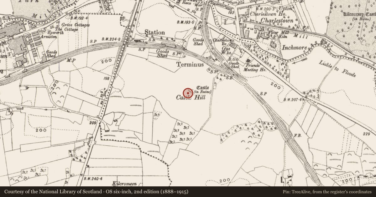 Ordnance Survey six-inch map, 2nd edition (1888–1915) covering the location of Bawn, Erry (Maryborough), County Offaly, with a pin at the register's coordinates