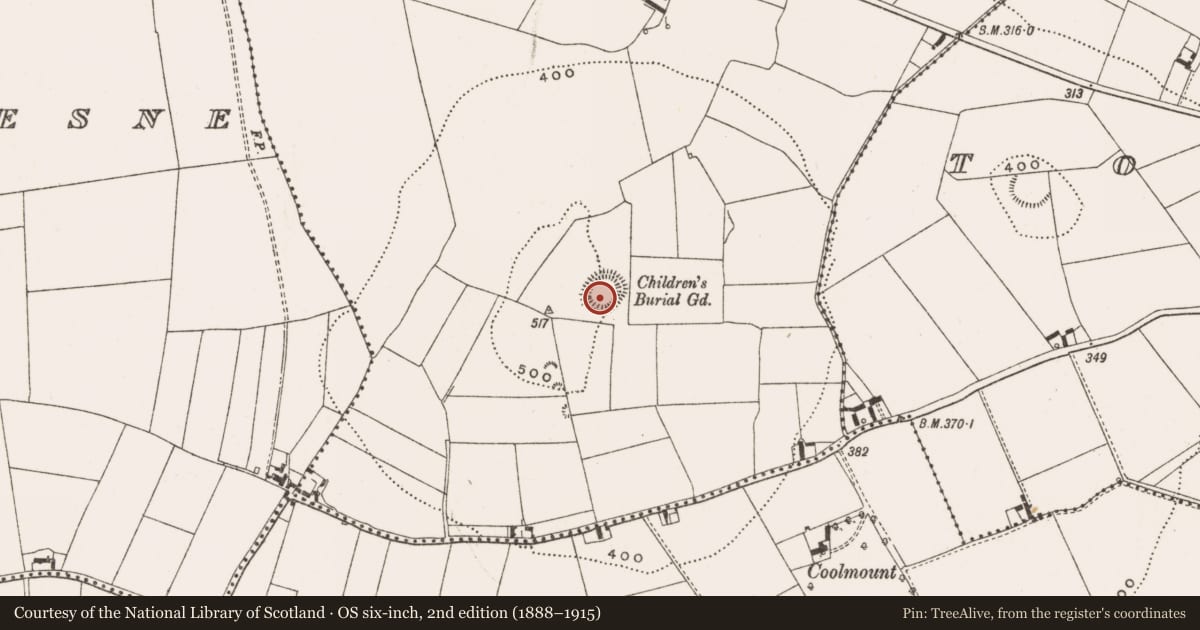 Ordnance Survey six-inch map, 2nd edition (1888–1915) covering the location of Ringfort - unclassified, Barrysbrook, County Offaly, with a pin at the register's coordinates