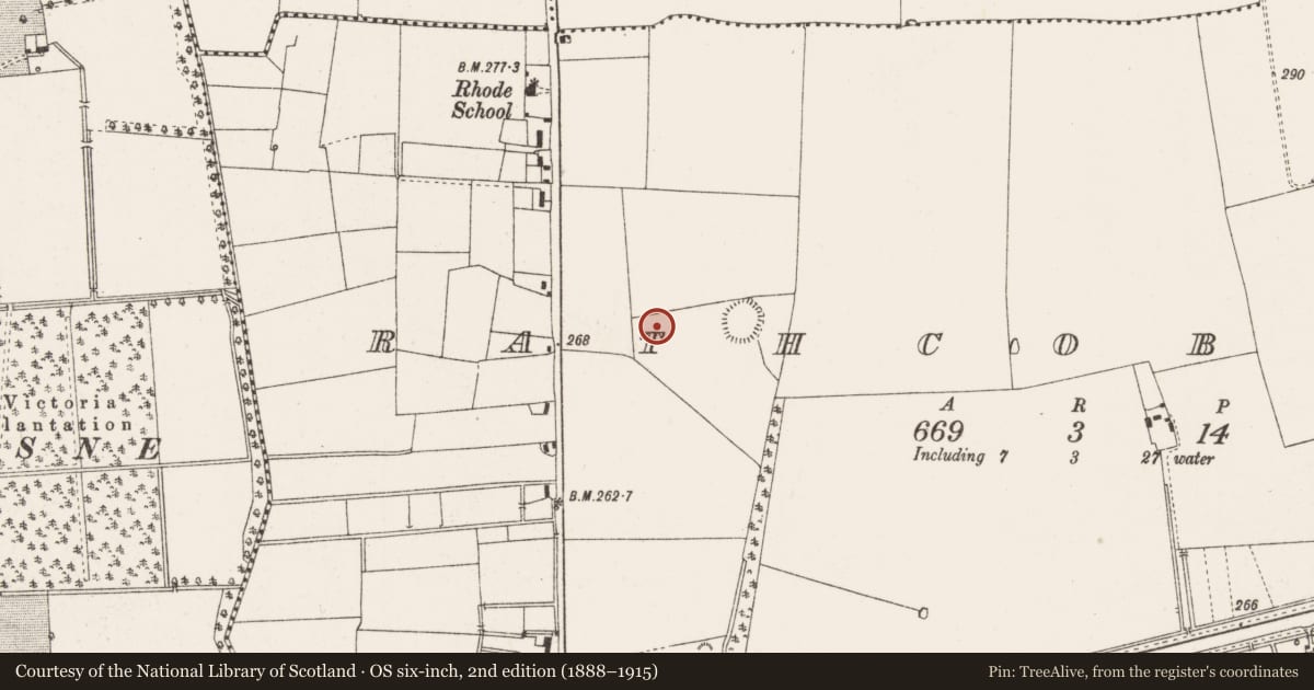 Ordnance Survey six-inch map, 2nd edition (1888–1915) covering the location of Enclosure, Rathcobican, County Offaly, with a pin at the register's coordinates
