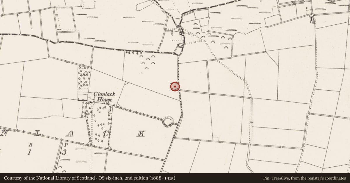 Ordnance Survey six-inch map, 2nd edition (1888–1915) covering the location of Ringfort - rath, Clonlack, County Offaly, with a pin at the register's coordinates