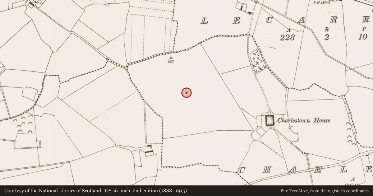 Ordnance Survey six-inch map, 2nd edition (1888–1915) covering the location of Enclosure, Charlestown, County Offaly, with a pin at the register's coordinates