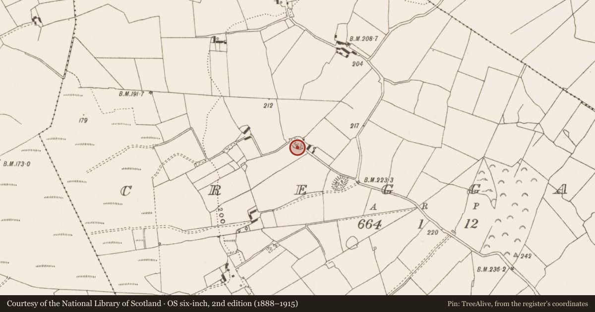 Ordnance Survey six-inch map, 2nd edition (1888–1915) covering the location of Enclosure, Creggan, County Offaly, with a pin at the register's coordinates