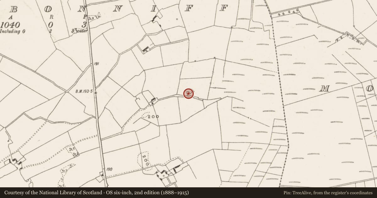 Ordnance Survey six-inch map, 2nd edition (1888–1915) covering the location of Enclosure, Clonbonniff, County Offaly, with a pin at the register's coordinates