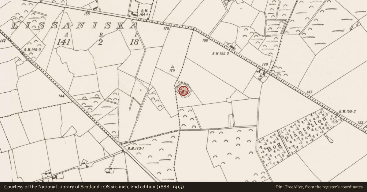 Ordnance Survey six-inch map, 2nd edition (1888–1915) covering the location of Enclosure, Deerpark, County Offaly, with a pin at the register's coordinates
