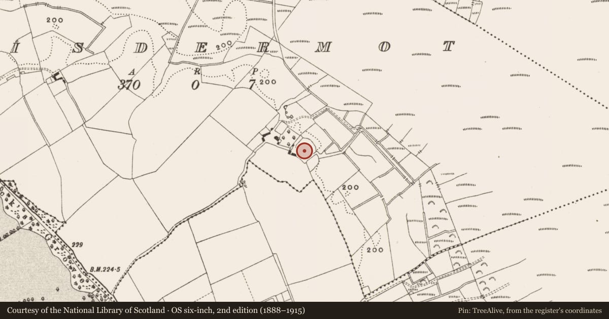 Ordnance Survey six-inch map, 2nd edition (1888–1915) covering the location of Enclosure, Lisdermot, County Offaly, with a pin at the register's coordinates