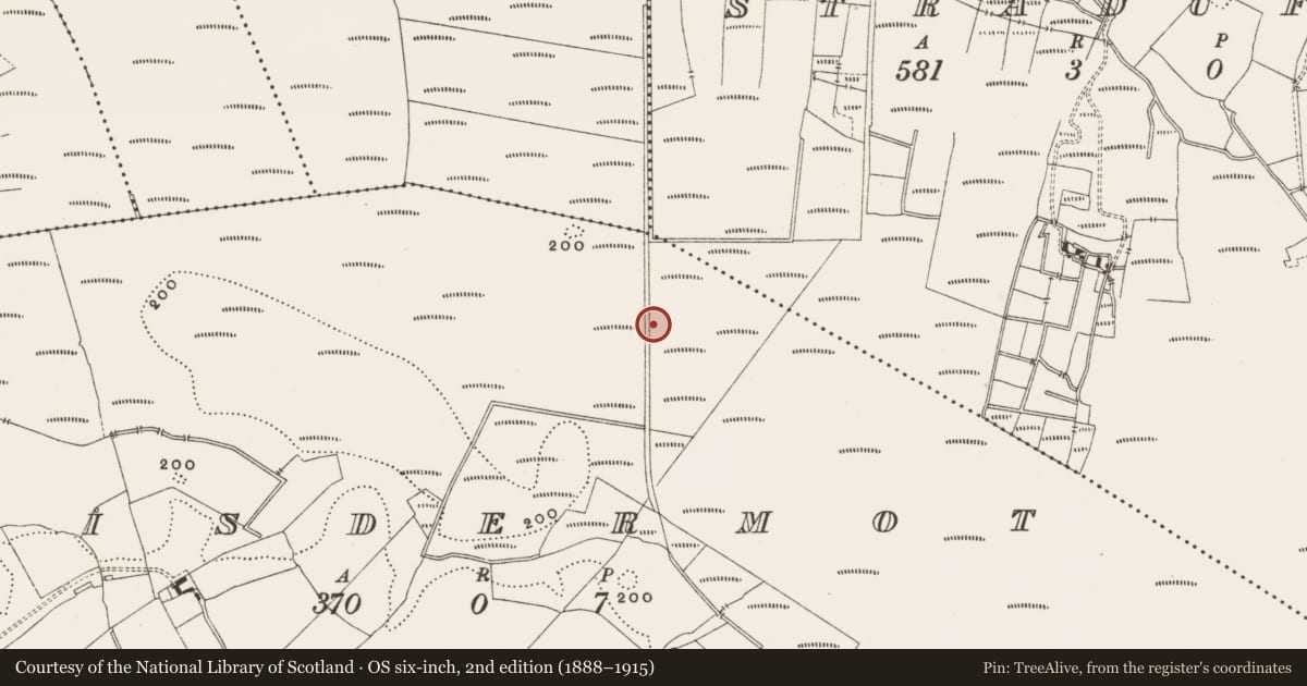 Ordnance Survey six-inch map, 2nd edition (1888–1915) covering the location of Structure - peatland, Lisdermot, County Offaly, with a pin at the register's coordinates