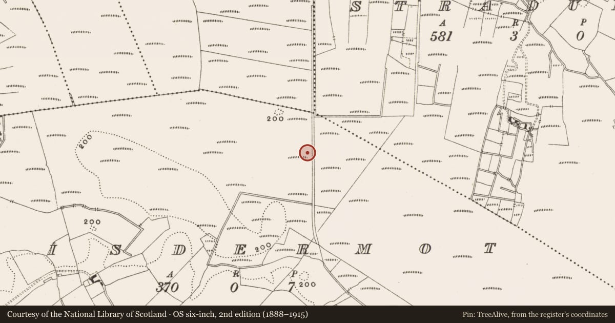 Ordnance Survey six-inch map, 2nd edition (1888–1915) covering the location of Structure - peatland, Lisdermot, County Offaly, with a pin at the register's coordinates