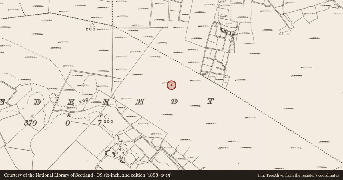 Ordnance Survey six-inch map, 2nd edition (1888–1915) covering the location of Structure - peatland, Lisdermot, County Offaly, with a pin at the register's coordinates