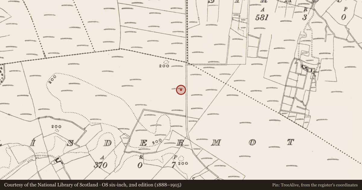 Ordnance Survey six-inch map, 2nd edition (1888–1915) covering the location of Structure - peatland, Lisdermot, County Offaly, with a pin at the register's coordinates