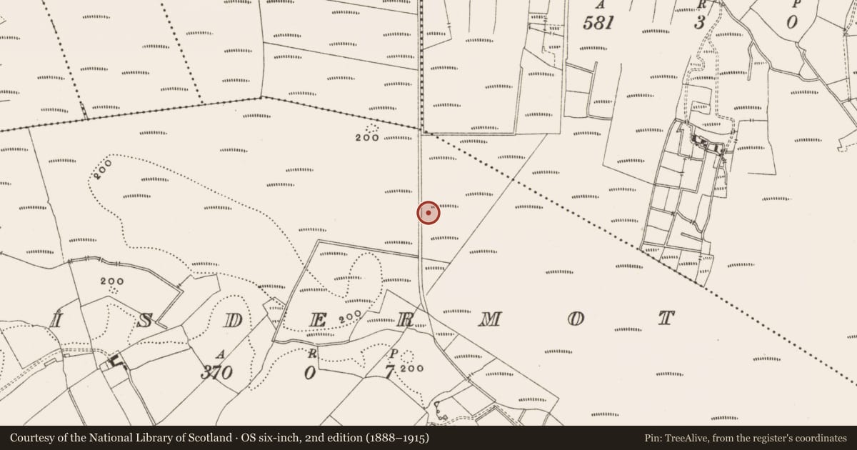 Ordnance Survey six-inch map, 2nd edition (1888–1915) covering the location of Structure - peatland, Lisdermot, County Offaly, with a pin at the register's coordinates