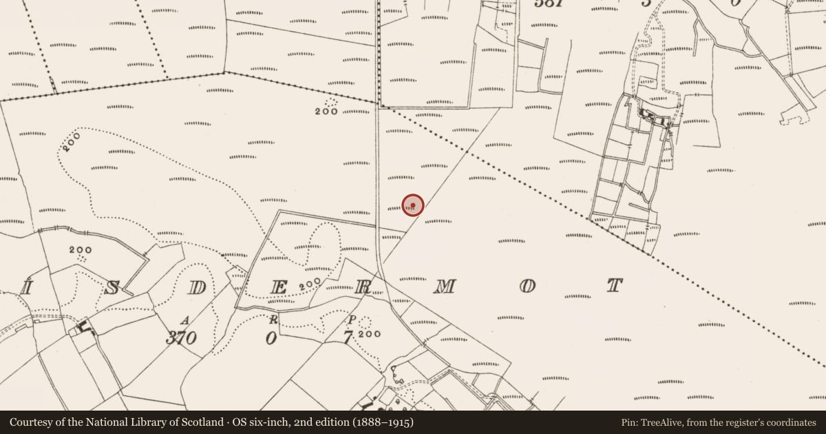 Ordnance Survey six-inch map, 2nd edition (1888–1915) covering the location of Structure - peatland, Lisdermot, County Offaly, with a pin at the register's coordinates