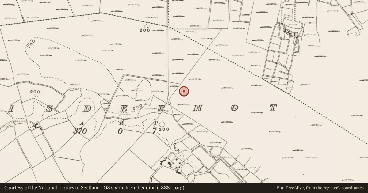 Ordnance Survey six-inch map, 2nd edition (1888–1915) covering the location of Structure - peatland, Lisdermot, County Offaly, with a pin at the register's coordinates