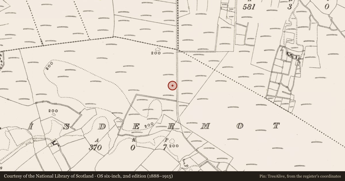 Ordnance Survey six-inch map, 2nd edition (1888–1915) covering the location of Road - class 3 togher, Lisdermot, County Offaly, with a pin at the register's coordinates