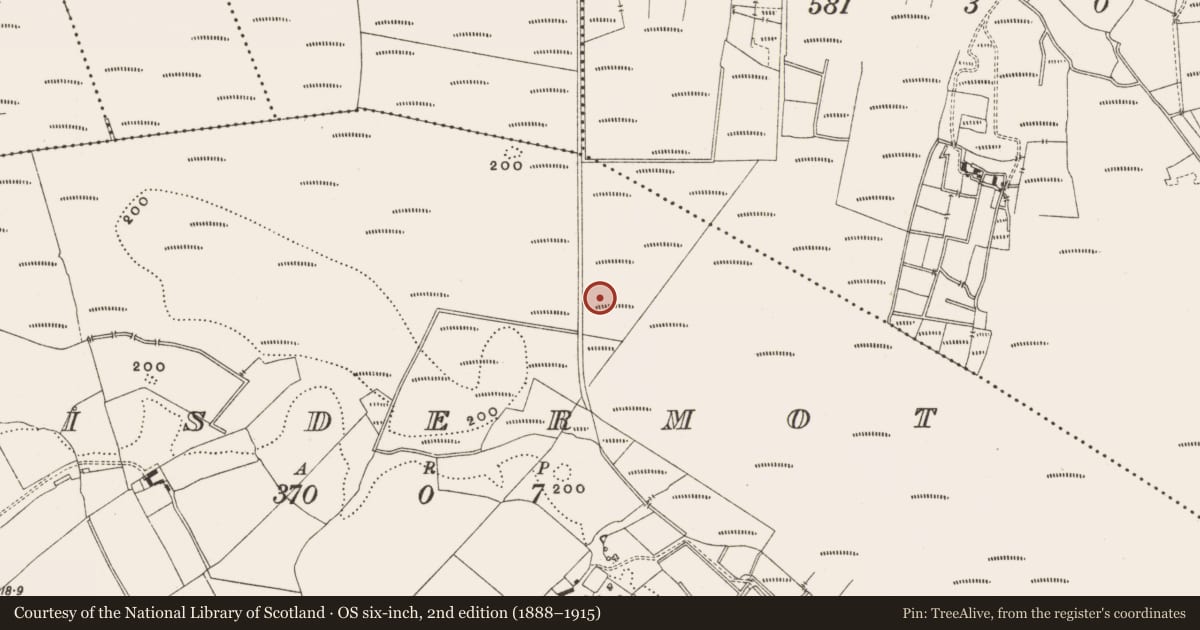Ordnance Survey six-inch map, 2nd edition (1888–1915) covering the location of Structure - peatland, Lisdermot, County Offaly, with a pin at the register's coordinates