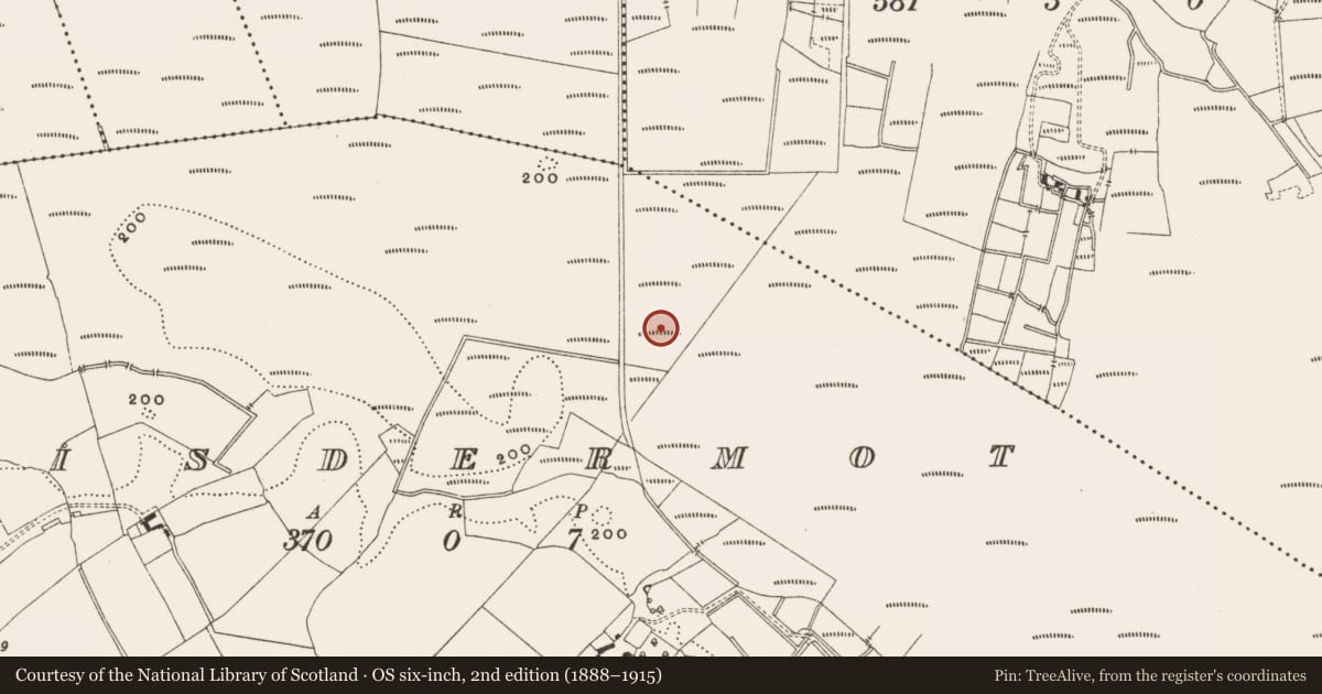 Ordnance Survey six-inch map, 2nd edition (1888–1915) covering the location of Structure - peatland, Lisdermot, County Offaly, with a pin at the register's coordinates