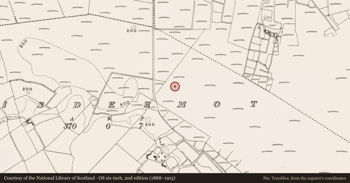 Ordnance Survey six-inch map, 2nd edition (1888–1915) covering the location of Structure - peatland, Lisdermot, County Offaly, with a pin at the register's coordinates