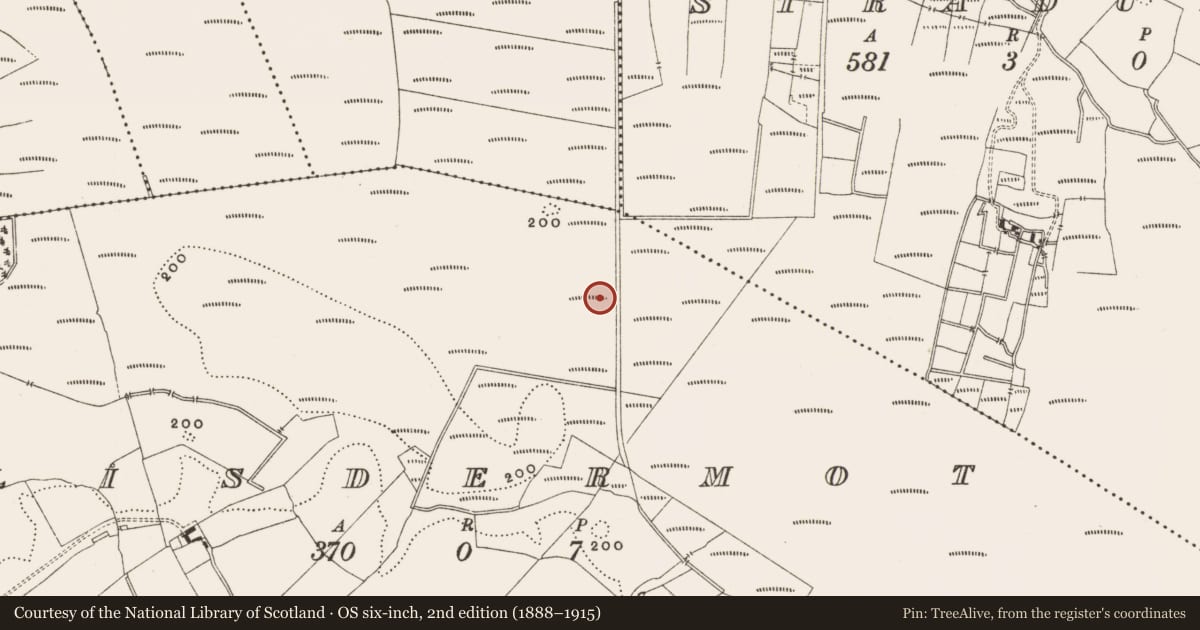 Ordnance Survey six-inch map, 2nd edition (1888–1915) covering the location of Structure - peatland, Lisdermot, County Offaly, with a pin at the register's coordinates