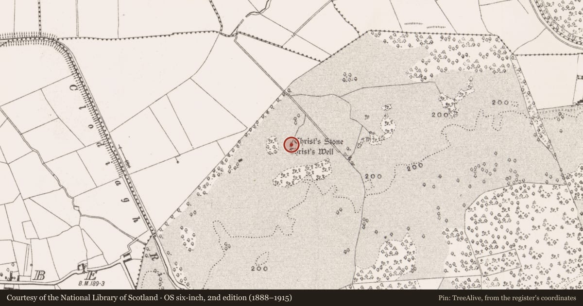Ordnance Survey six-inch map, 2nd edition (1888–1915) covering the location of Ritual site - holy well, Charleville Demesne, County Offaly, with a pin at the register's coordinates
