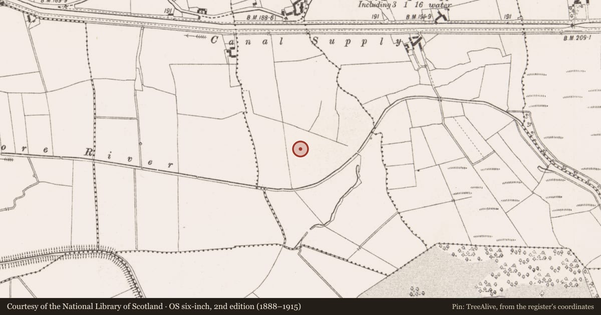 Ordnance Survey six-inch map, 2nd edition (1888–1915) covering the location of Barrow - ditch barrow, Cartron West, County Offaly, with a pin at the register's coordinates