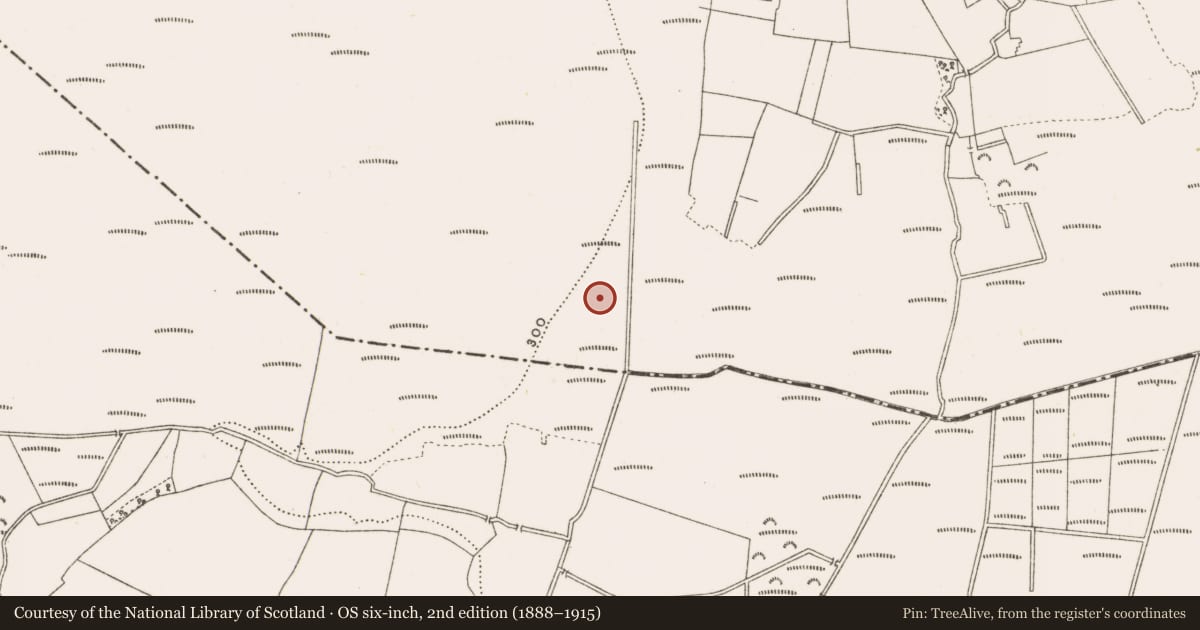 Ordnance Survey six-inch map, 2nd edition (1888–1915) covering the location of Structure - peatland, Clonad, County Offaly, with a pin at the register's coordinates