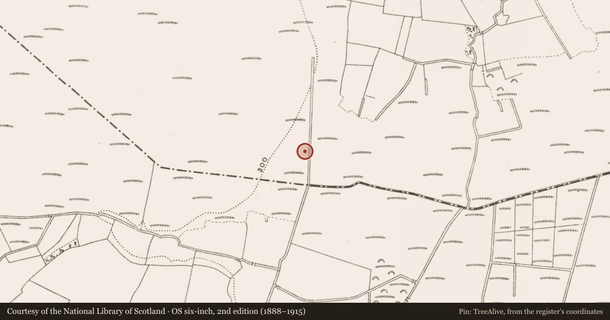 Ordnance Survey six-inch map, 2nd edition (1888–1915) covering the location of Road - class 1 togher, Clonad, County Offaly, with a pin at the register's coordinates