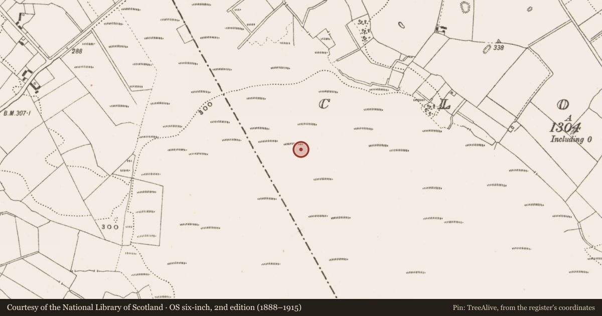 Ordnance Survey six-inch map, 2nd edition (1888–1915) covering the location of Structure - peatland, Clonad, County Offaly, with a pin at the register's coordinates