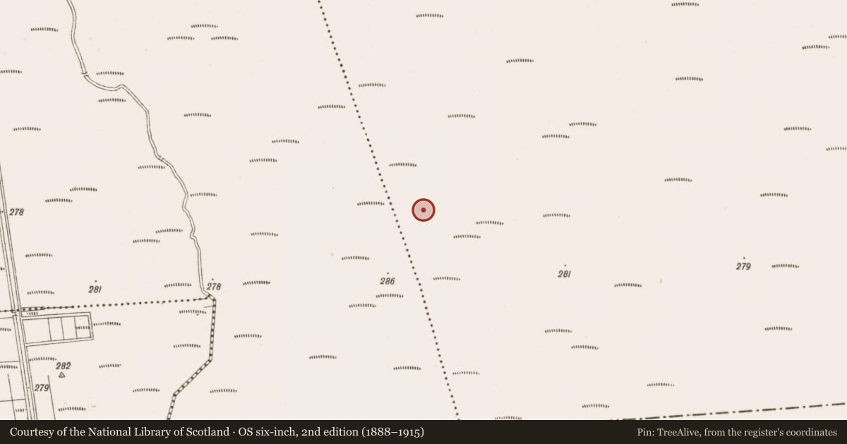 Ordnance Survey six-inch map, 2nd edition (1888–1915) covering the location of Post row - peatland, Clonarrow Or Riverlyons, County Offaly, with a pin at the register's coordinates