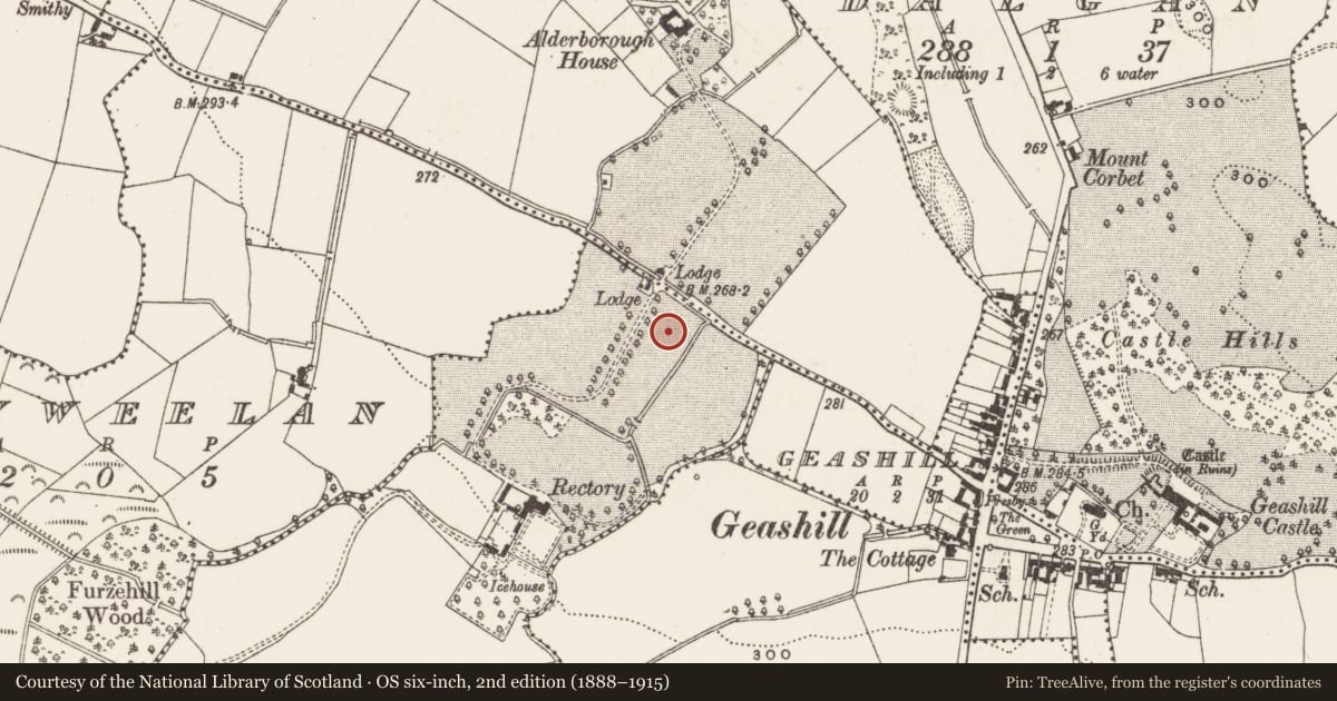 Ordnance Survey six-inch map, 2nd edition (1888–1915) covering the location of Enclosure, Glebe East, County Offaly, with a pin at the register's coordinates