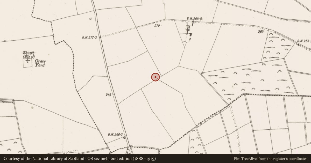 Ordnance Survey six-inch map, 2nd edition (1888–1915) covering the location of Enclosure, Kilcooney, County Offaly, with a pin at the register's coordinates