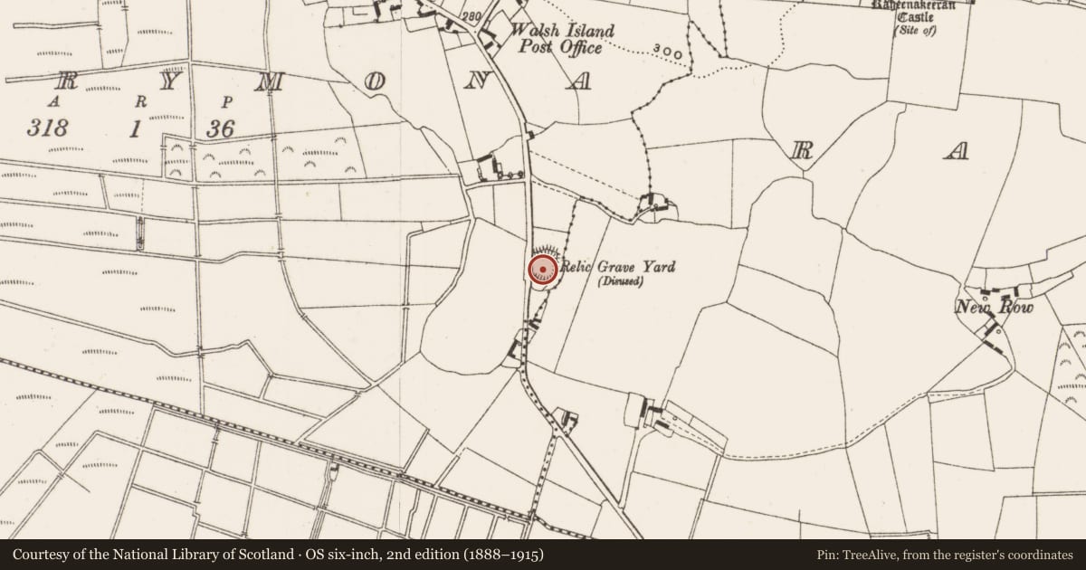 Ordnance Survey six-inch map, 2nd edition (1888–1915) covering the location of Ringfort - rath, Garrymona, County Offaly, with a pin at the register's coordinates