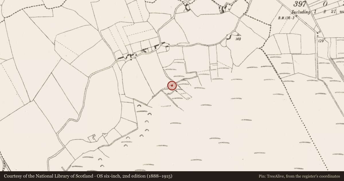 Ordnance Survey six-inch map, 2nd edition (1888–1915) covering the location of Enclosure, Ballynasrah, County Offaly, with a pin at the register's coordinates