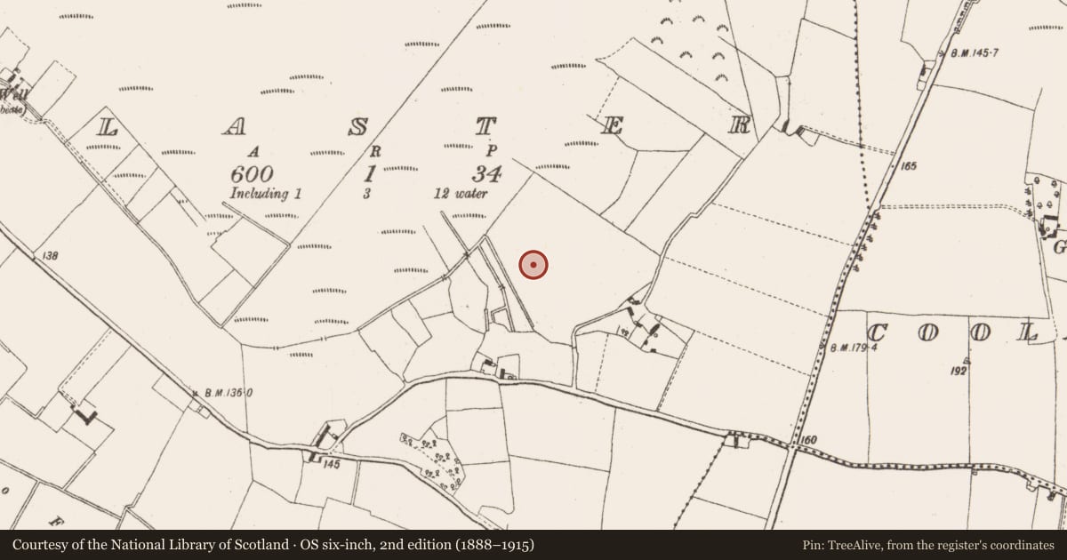 Ordnance Survey six-inch map, 2nd edition (1888–1915) covering the location of Enclosure, Glaster, County Offaly, with a pin at the register's coordinates