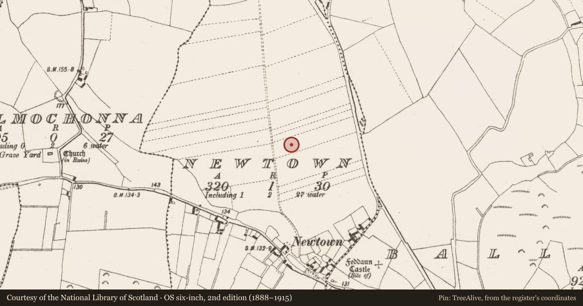 Ordnance Survey six-inch map, 2nd edition (1888–1915) covering the location of Burial mound, Glasshouse, County Offaly, with a pin at the register's coordinates