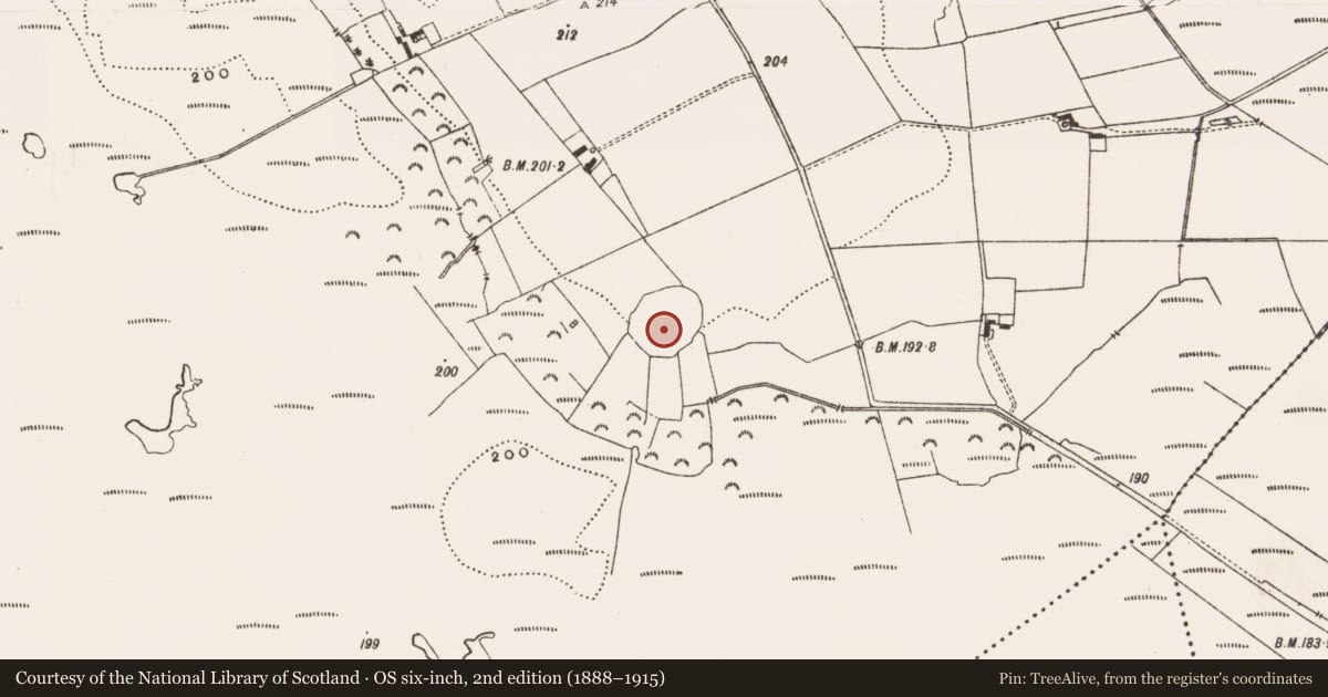 Ordnance Survey six-inch map, 2nd edition (1888–1915) covering the location of Enclosure, Drinagh, County Offaly, with a pin at the register's coordinates