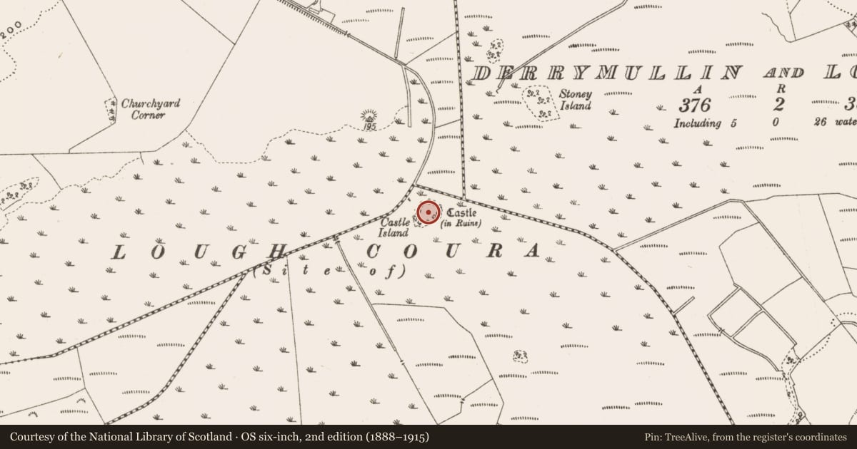 Ordnance Survey six-inch map, 2nd edition (1888–1915) covering the location of Mound, Whigsborough, County Offaly, with a pin at the register's coordinates