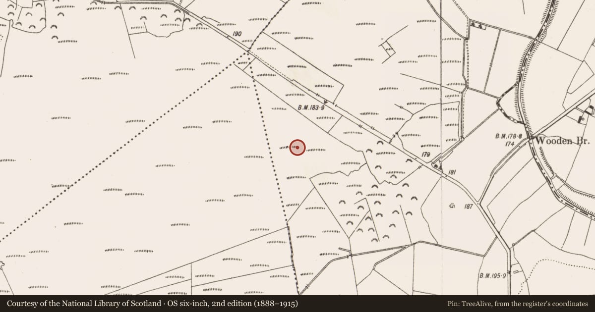 Ordnance Survey six-inch map, 2nd edition (1888–1915) covering the location of Structure - peatland, Aghagoogy, County Offaly, with a pin at the register's coordinates