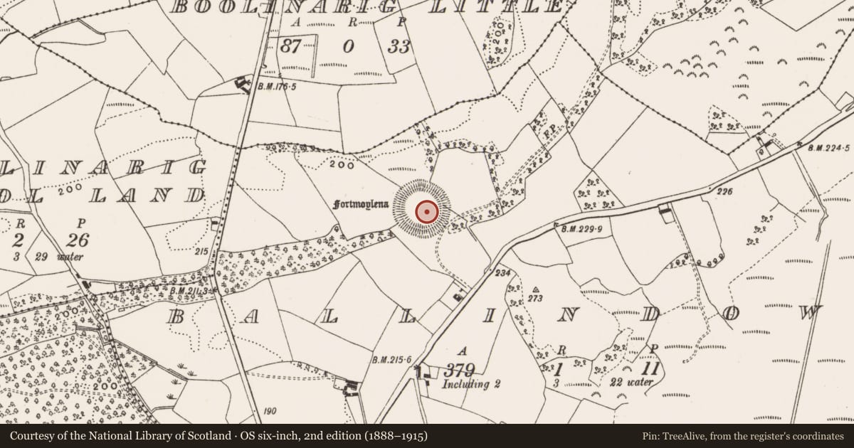 Ordnance Survey six-inch map, 2nd edition (1888–1915) covering the location of Ringfort - rath, Ballindown, County Offaly, with a pin at the register's coordinates