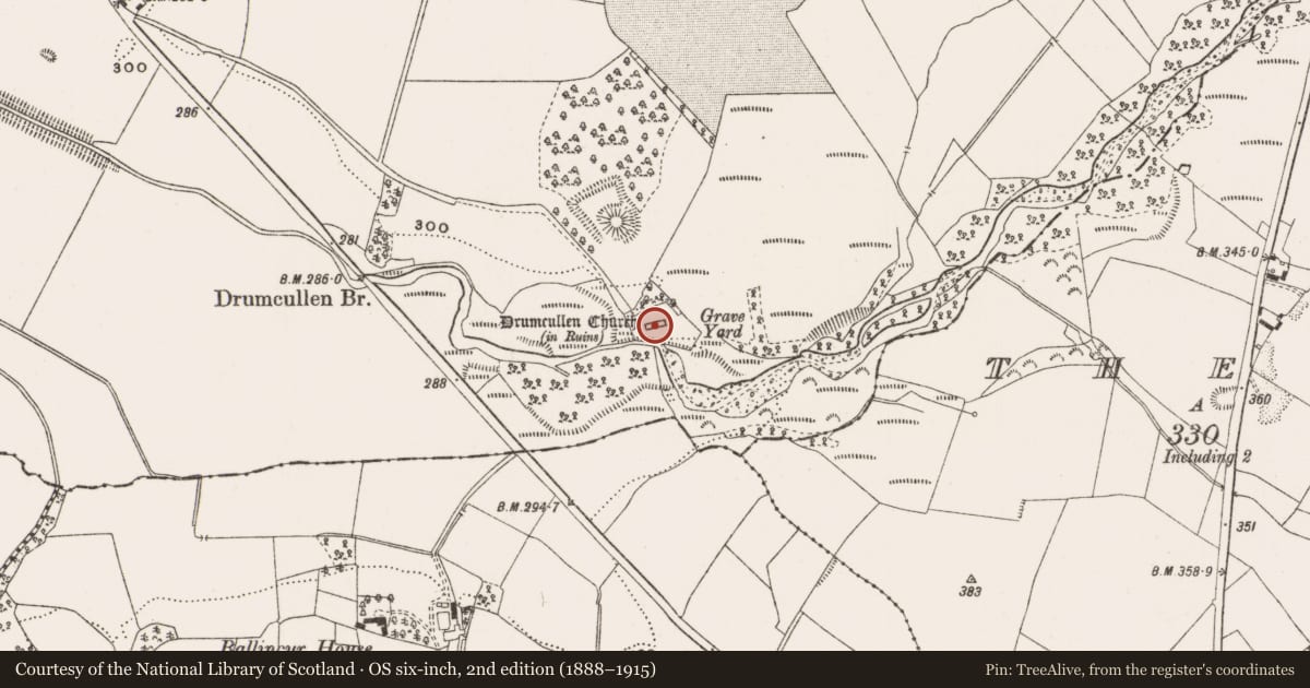 Ordnance Survey six-inch map, 2nd edition (1888–1915) covering the location of Cross - High cross, Knockbarron, County Offaly, with a pin at the register's coordinates