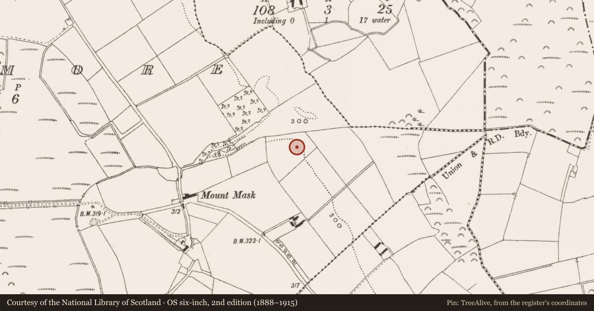 Ordnance Survey six-inch map, 2nd edition (1888–1915) covering the location of Enclosure, Rath More, County Offaly, with a pin at the register's coordinates