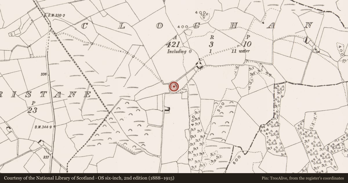 Ordnance Survey six-inch map, 2nd edition (1888–1915) covering the location of Ringfort - rath, Cloghan, County Offaly, with a pin at the register's coordinates