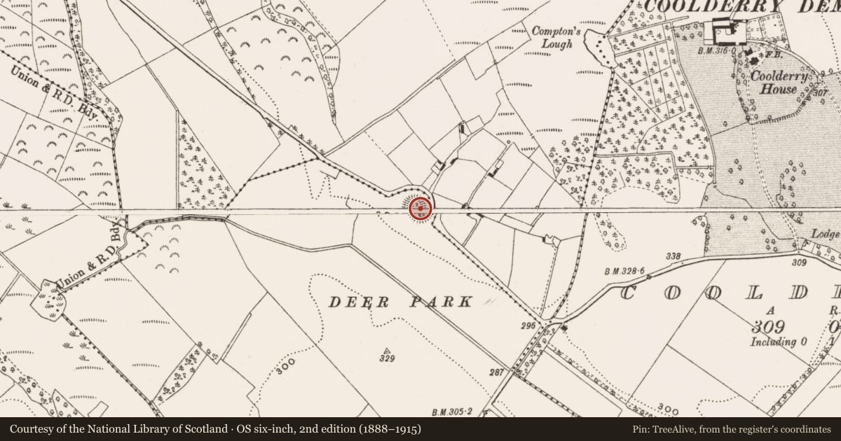 Ordnance Survey six-inch map, 2nd edition (1888–1915) covering the location of Ringfort - rath, Glasderry More, County Offaly, with a pin at the register's coordinates