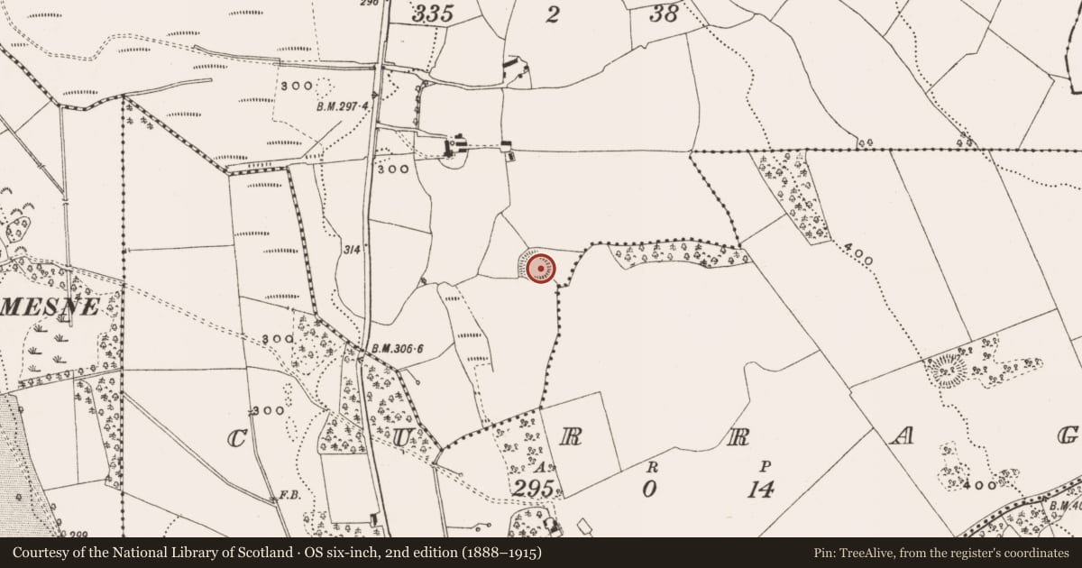 Ordnance Survey six-inch map, 2nd edition (1888–1915) covering the location of Ringfort - rath, Srahanbregagh, County Offaly, with a pin at the register's coordinates
