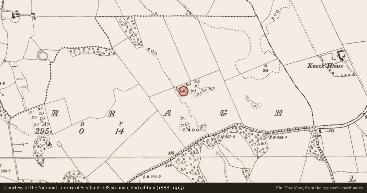 Ordnance Survey six-inch map, 2nd edition (1888–1915) covering the location of Ringfort - rath, Curragh, County Offaly, with a pin at the register's coordinates