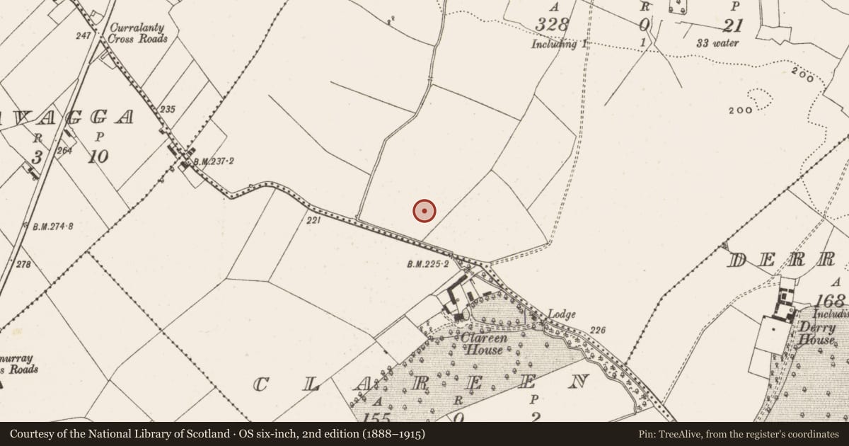 Ordnance Survey six-inch map, 2nd edition (1888–1915) covering the location of Fulacht fia, Tubbrid, County Offaly, with a pin at the register's coordinates