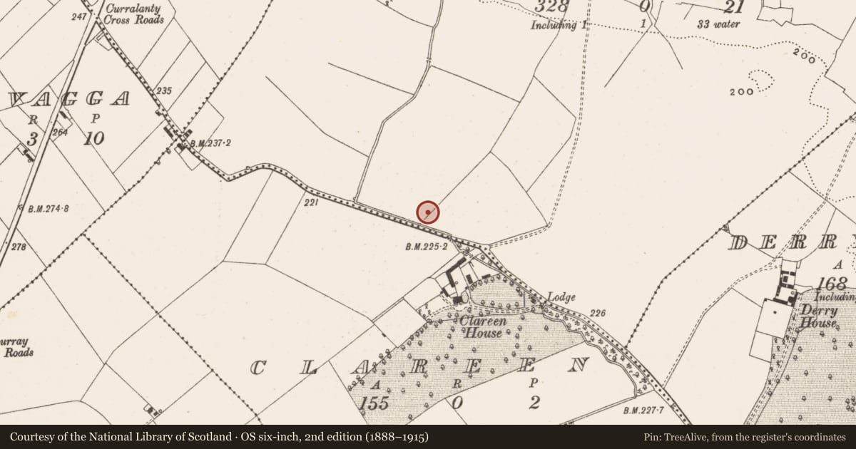Ordnance Survey six-inch map, 2nd edition (1888–1915) covering the location of Fulacht fia, Tubbrid, County Offaly, with a pin at the register's coordinates