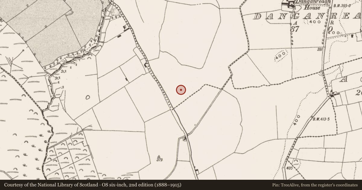Ordnance Survey six-inch map, 2nd edition (1888–1915) covering the location of Enclosure, Glascloon, County Offaly, with a pin at the register's coordinates