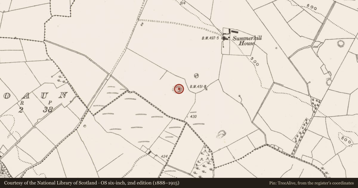 Ordnance Survey six-inch map, 2nd edition (1888–1915) covering the location of Burnt mound, Gorraun, County Offaly, with a pin at the register's coordinates