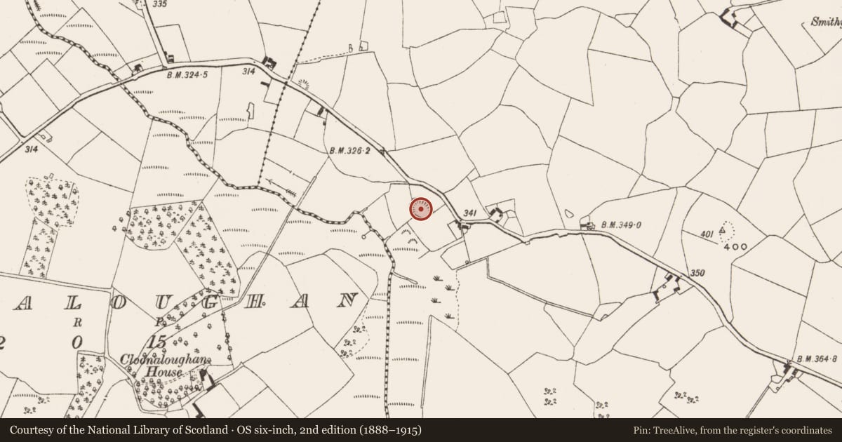 Ordnance Survey six-inch map, 2nd edition (1888–1915) covering the location of Ringfort - rath, Corraclevin, County Offaly, with a pin at the register's coordinates