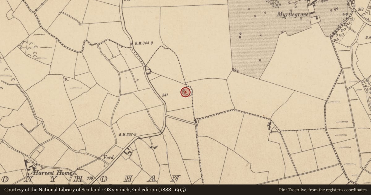 Ordnance Survey six-inch map, 2nd edition (1888–1915) covering the location of Ringfort - rath, Clonymohan, County Offaly, with a pin at the register's coordinates